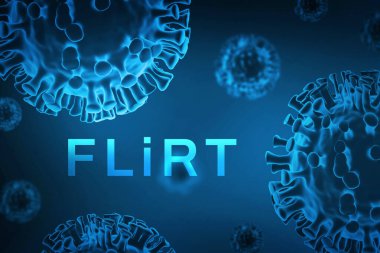 Coronavirus FLiRT arka plan dizaynı. Virüs ve metinle birlikte. Yeni covid değişken konsepti