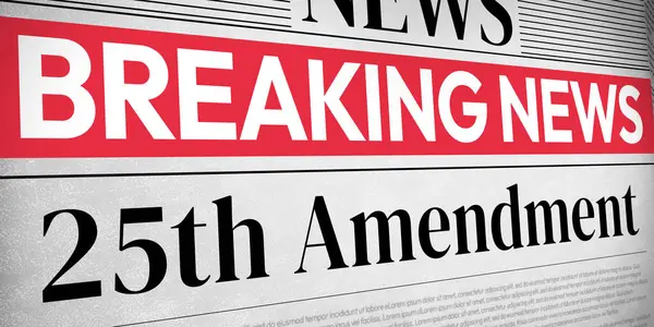 stock image Twenty Fifth Constitution of the United States, News background concept with red breaking headline typography. Newspaper style backdrop