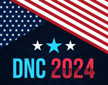 Ulusal Demokratik Kongresi, Amerikan bayrağı ve tipografisi olan arka plan tasarımı. DNC 2024 arkaplan