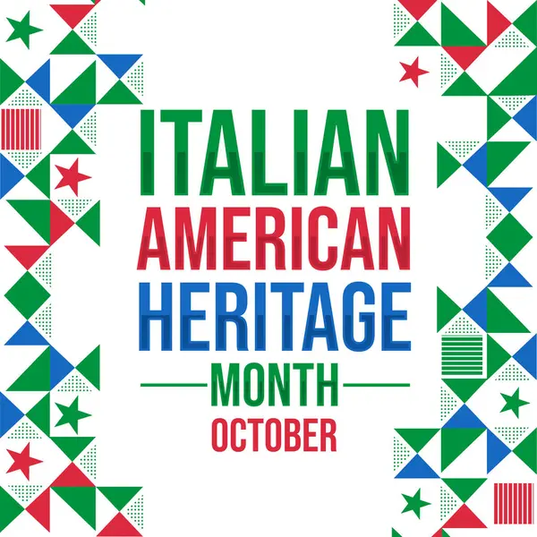 stock image Italian American Heritage Month background design with green and blue shapes