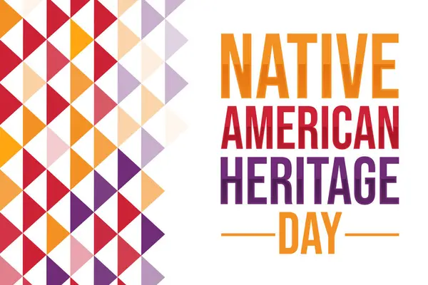 stock image Native American Heritage Day backdrop in minimalist style with triangle shapes on the side and typography