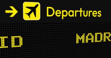 Madrid Uçuş Durumu ekranda 4k animasyon gösteriliyor