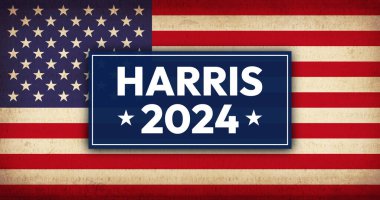  Demokratlar, merkezde Amerikan bayrağı ve tipografisi bulunan Başkanlık Adaylarının Arkaplan Tasarımı Bekleniyordu. Harris 2024 Editör Arkaplanı