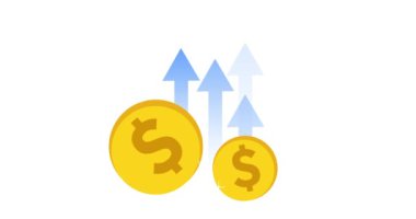 Yatırım ve kar konsepti 4K Animasyon Altın Paralar ve oklarla anahtarlama için yeşil ekrana çıkıyor. Finans ve iş konsepti izole edilmiş simgeler canlandırması