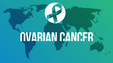 Yumurtalık Kanseri Farkındalığı Ay 4k animasyonu kurdele ve tipografi ile