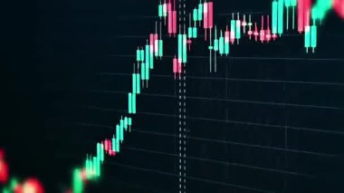 Grafik zaman çizelgesi görüntüleri kırmızı ve yeşil boncuklarla siyah arkaplanı kapatıyor