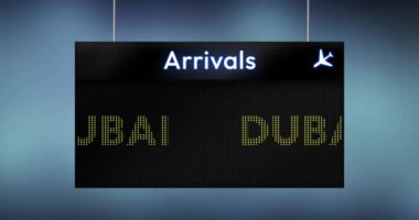 Dubai uçağı geliyor. 4k animasyon ekranda kusursuz döngü.