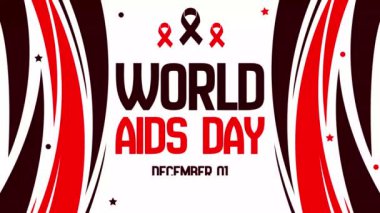 1 Aralık, dünya çapında hastalığa ilişkin farkındalığı yaymak için Dünya Yardım Günü olarak, kurdele ve metin ile 4k tasarım animasyonu gözlemlenmektedir.