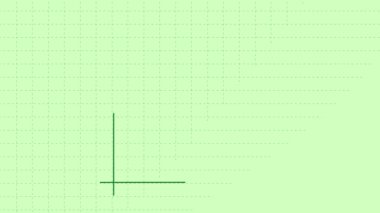Modern Yeşil 3D Grafik Animasyonu yeşil yüzeyde aşağı yukarı 4k. Yeşil iş ve büyüme grafiği arkaplanı