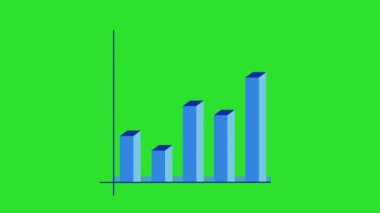 Kusursuz Grafik Döngüsü 3D animasyonu iş için yeşil ekran da anahtarlama için. Mavi grafik döngüsü, iş ve büyüme, istatistik kavramı.