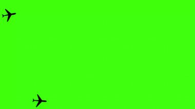 Yeşil ekrandan rastgele geçen iki uçak, 4k animasyon