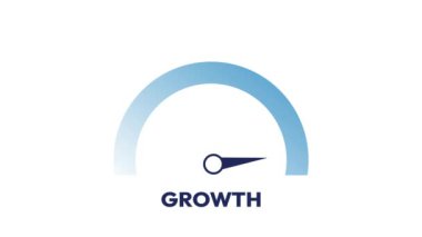 Hız göstergeleri 4k animasyonlu iş terimleri, renkli bilgi grafikleri. Hız göstergesi, büyüme, roi, dönüşüm, gelir, trafik ile iş tipografisi koleksiyonu