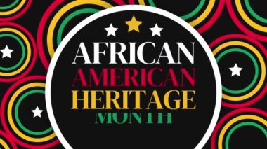 Afrikalı Amerikan Mirası Ay duvar kağıdı 4k animasyon tipografi ve daireler boyunca yıldızlar.