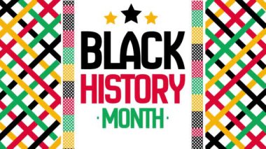 Şubat her yıl siyah tarih ayı olarak kutlanır, tipografi ile renkli arkaplan tasarımı