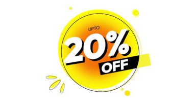 Satışlarda yüzde 20 indirimli bilgi tasarımı 4k animasyon sarı renkli ve yeşil ekran anahtarlama için