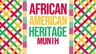 Geleneksel Afro-Amerikan Ayın Renkli Tasarımı. Kırmızı, sarı ve yeşil renkte. 4k animasyon arkaplanı