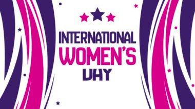 08 Mart her yıl dünya çapında Uluslararası Kadınlar Günü olarak kutlanır, tiporatif animasyonla pembe ve mor şekiller