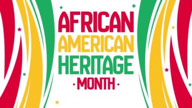 Şubat her yıl Afrika kökenli Amerikan mirası olarak kutlanır, geleneksel renk arkaplanı tipografi 4k animasyonla