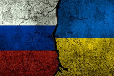 Rusya Ukrayna 'ya karşı her iki bayrakla da çatışma konsepti tasarladı. Ukrayna ve Rusya arasındaki savaş konsept tasarımı