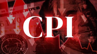 ABD Tüketici Fiyat Endeksi Dollr para birimi ve tipografisi ile yakın plan konsept raporu