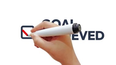 Hedef Başarı Tipografisi Kırmızı İşaretli beyaz arka planda, 4k 'lık görüntü. İş, hedef, strateji