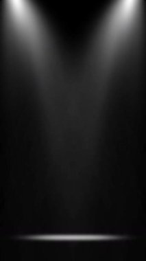 Siyah arkaplanda birbirini izleyen iki spot ışığı 4k animasyonu. Dikey spot ışığı izole, kusursuz döngü