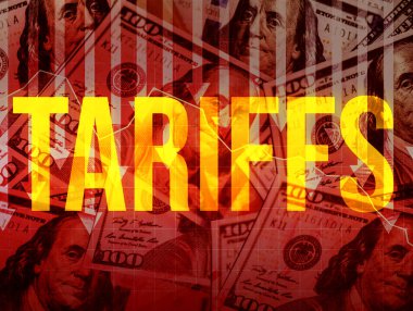 Birleşik Devletler ekonomisi birden fazla ülkede yüksek gümrük vergileri, vergiler, gümrük vergileri, ithalat gümrüğü kavramları gibi pek çok ülkede düşüşte. Arka planda Amerikan para birimi faturası olan kırmızı oklar