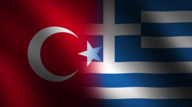 Türkiye ve Yunanistan ilişkileri kavramı her iki ülkenin bayrağını sallayan 4k animasyon, zemin