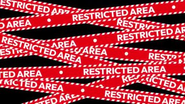 Yasak bölge kırmızı çubuğu siyah ekranda görünüyor, 4k animasyon. Kısıtlama, tehlike, uyarı