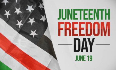 19 Haziran, Amerika Birleşik Devletleri 'nde Federal Tatil olarak kutlanır. Bayrak ve tipografi ile kültürel renklerle özgürlük günüdür.