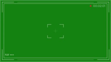 Yeşil Ekran eski video kayıt konsepti 4k animasyon şekilleri ve çizgileri ile. Çağrı, kayıt, kayıt, klasik, geri sayım, oynat