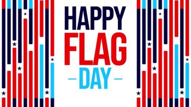 14 Haziran, Amerika Birleşik Devletleri 'nde bayrak günü olarak kutlanır. Şekiller ve yıldızlarla 4k animasyon.