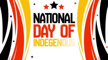 Yerlilerin Ulusal Günü 4k animasyon turuncu ve sarı renkli tipografi ile.