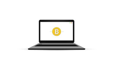 Bilgisayarda güvenli ödeme transferiyle birlikte engelleme zinciri ve kripto para birimi teknolojisi kavramı, 4k animasyon. Dijital cüzdan, çevrimiçi