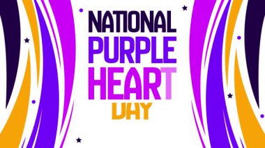 Mor Kalp Günü, cesur kalpleri, tipografi ve renkli şekillerle 4k animasyonunu hatırlamak ve onurlandırmak için kutlanır.