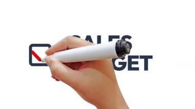 Satış Hedefi başarısı kontrol listesi işaretli, 4K görüntü. Pazar hedefleri, strateji, iş dünyası, büyüme