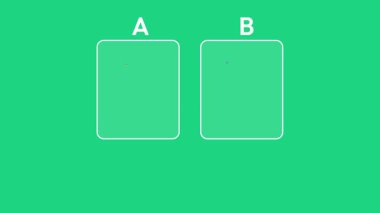  A ve B reklamları yeşil ekran 4k animasyon üzerinde test konsepti. Performans göstergesi, kpi, reklam, bütçe, pazarlama