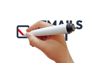 E- posta kutusunda el işaretlemesi olan kontrol listesi konsepti, 4k görüntü