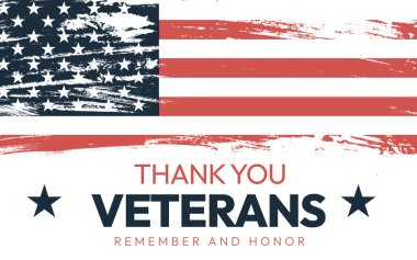 Gazilere ABD bayrağını fırça stilinde ve tipografide kullandıkları için teşekkür ediyoruz. ABD 'li gaziler, onur konuğu,