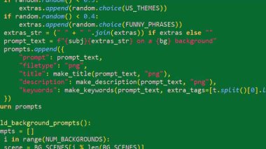 Ekranda parlayan renkli bir kod. 4k animasyon, pürüzsüz. Programlama kavramı, web geliştirme, uygulama, sözdizimi, kodlama