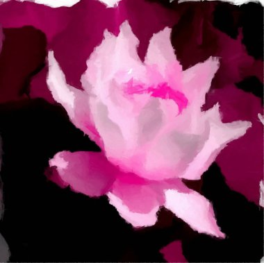 Water-lily also know as pond lily or Nymphaea. Digital painting in magenta, black and rosy shades. Trendy color of the year 2023 - Viva Magenta 18-1750. 