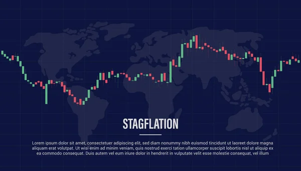 Concetto Stagflation Con Candeliere Movimento Dei Prezzi Modello Mappa Del — Vettoriale Stock