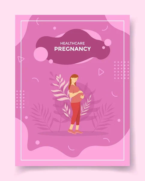 Hamile Hamile Bir Kadın Afişler Ilanları Kitaplar Dergi Kapağı Illüstrasyonu — Stok Vektör