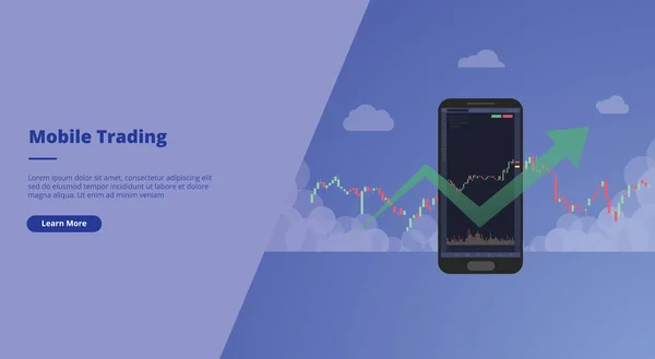Mobile Trading Concept Boursier Pour Site Atterrissage Page Accueil Modèle — Image vectorielle