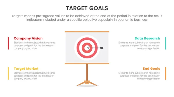 Goals Target Infographic Point List Balanced Concept Slide Presentation Template — стоковый вектор