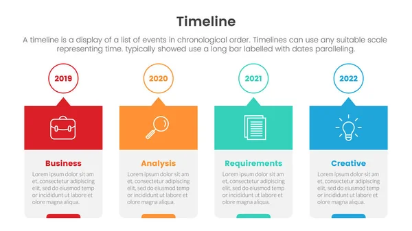 Временной Набор Точечной Инфографики Четырьмя Точечными Этапами Концепцией Метки Времени — стоковый вектор