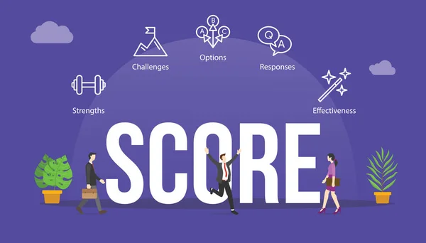 Score Business Model Concept Met Big Word Tekst Mensen Met — Stockvector