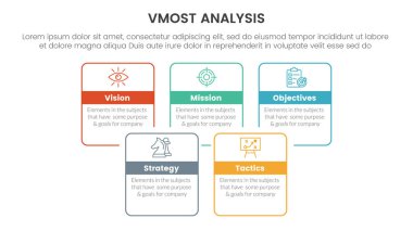 vmost analiz model çerçeve bilgi 5 nokta sahne şablonu kare dikdörtgen kutu ile birleştirildi slayt sunum vektörü için outline biçim bilgi konseptini birleştirin