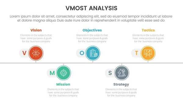 stock vector vmost analysis model framework infographic 5 point stage template with timeline point right direction information concept for slide presentation vector