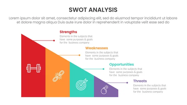 stock vector swot analysis concept with for infographic template banner with triangle base shape four point list information vector illustration